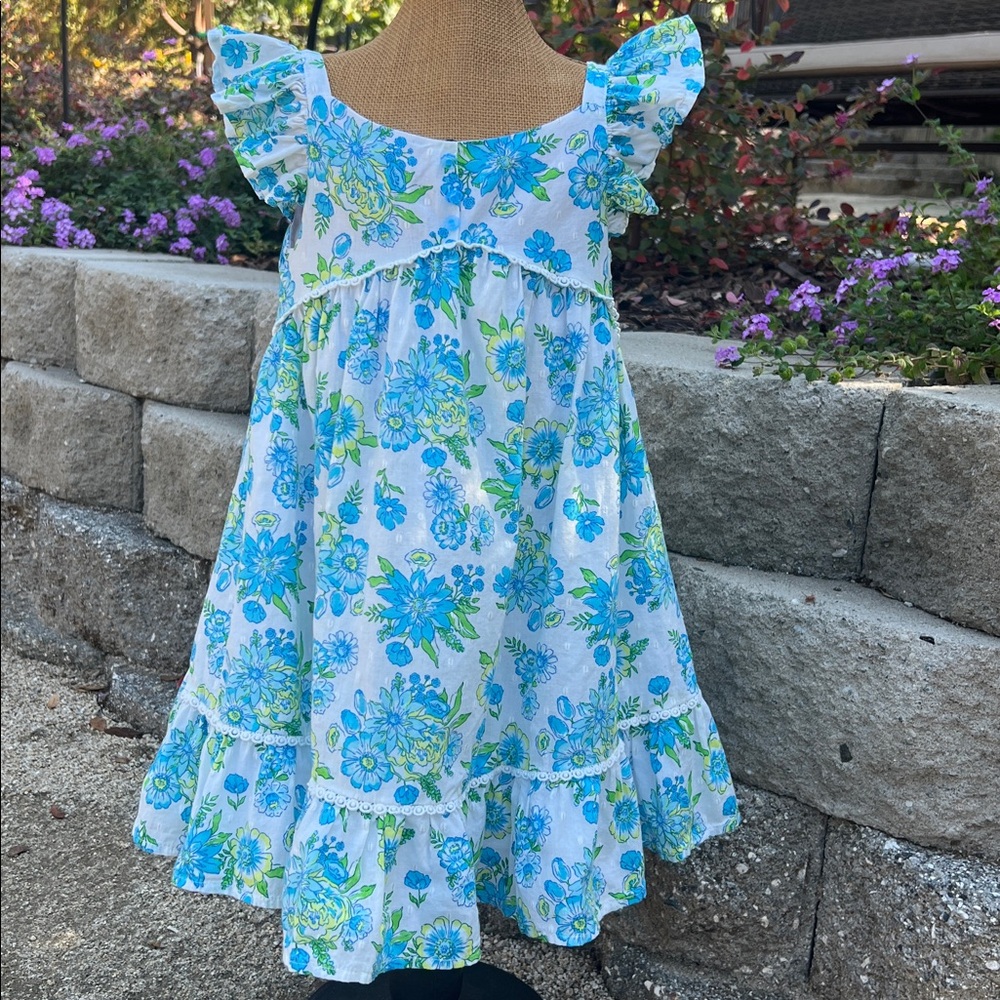 Happily Grey Kids Floral Ruffle Sleeve Cotton Summer Dress